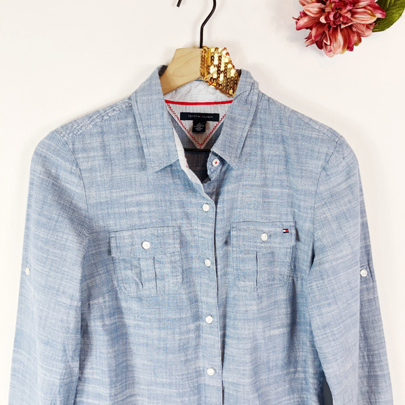[TOMMY HILFIGER] Chambray Button Up Top - Picture 6 of 8